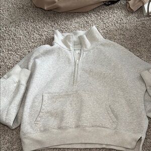 Abercrombie & Fitch Gray half zip up crop light gray